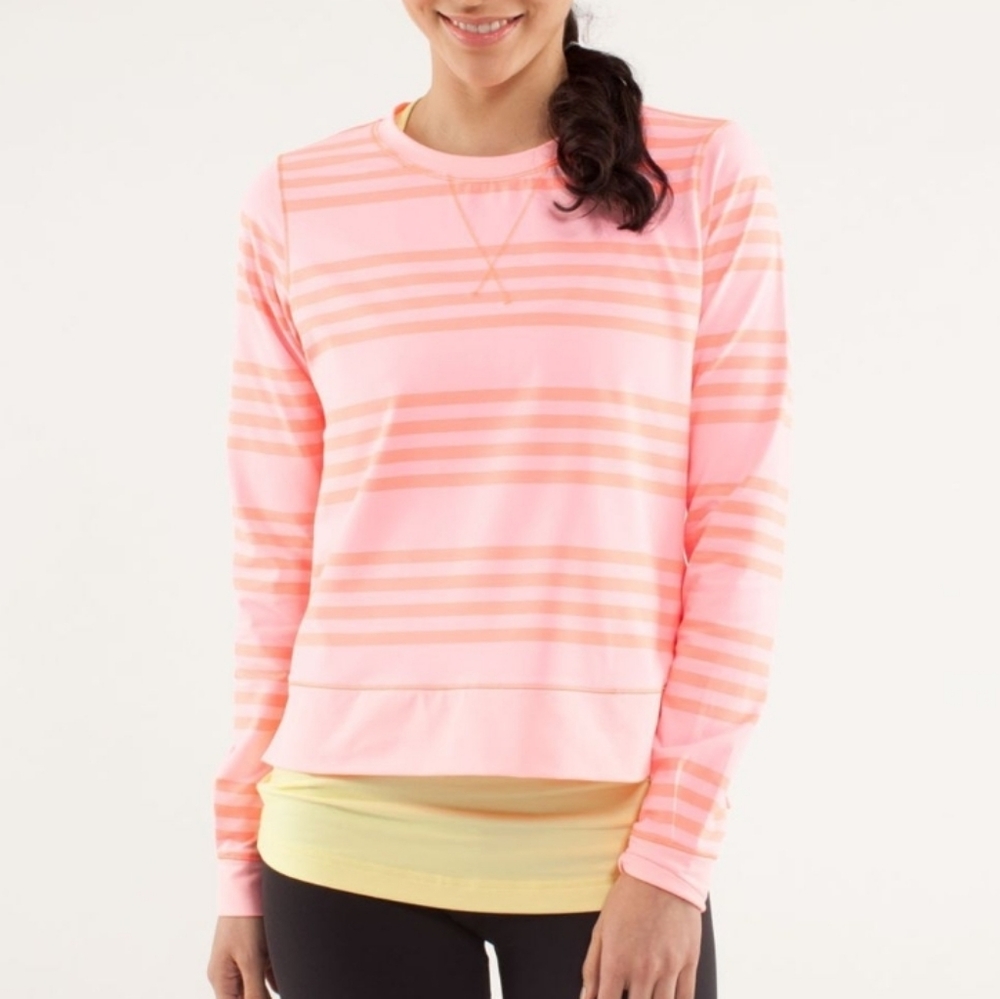 lululemon athletica Ocean Stripe Coral Crew Neck Sweater